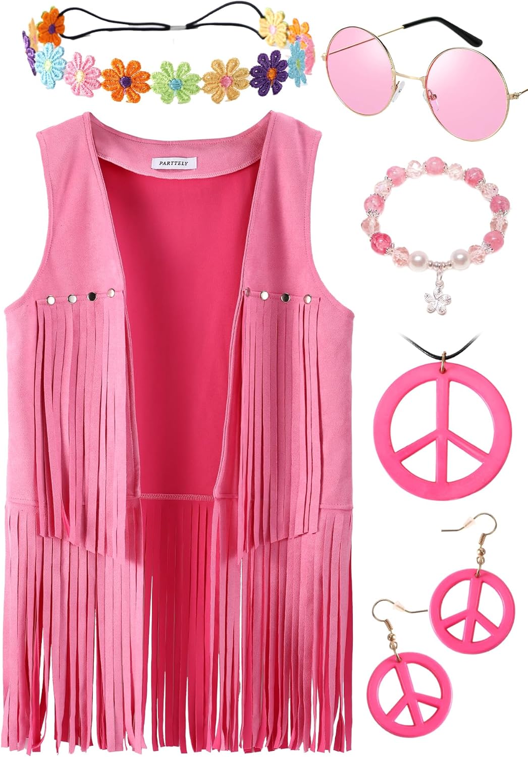 70s Outfits for Women, Disco Hippie Costume Clothes Woman Cowgirl 70s Costume Fringe Hippie Vest