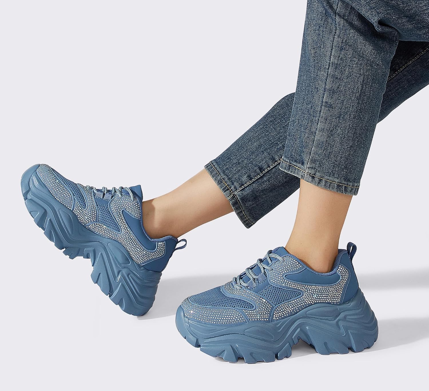 K KIP WOK Chunky Sneakers for Women Fashion Platform White Leather Casual Dad Shoes Comfortable Wedge Walking Sport Sneakers - Image 9