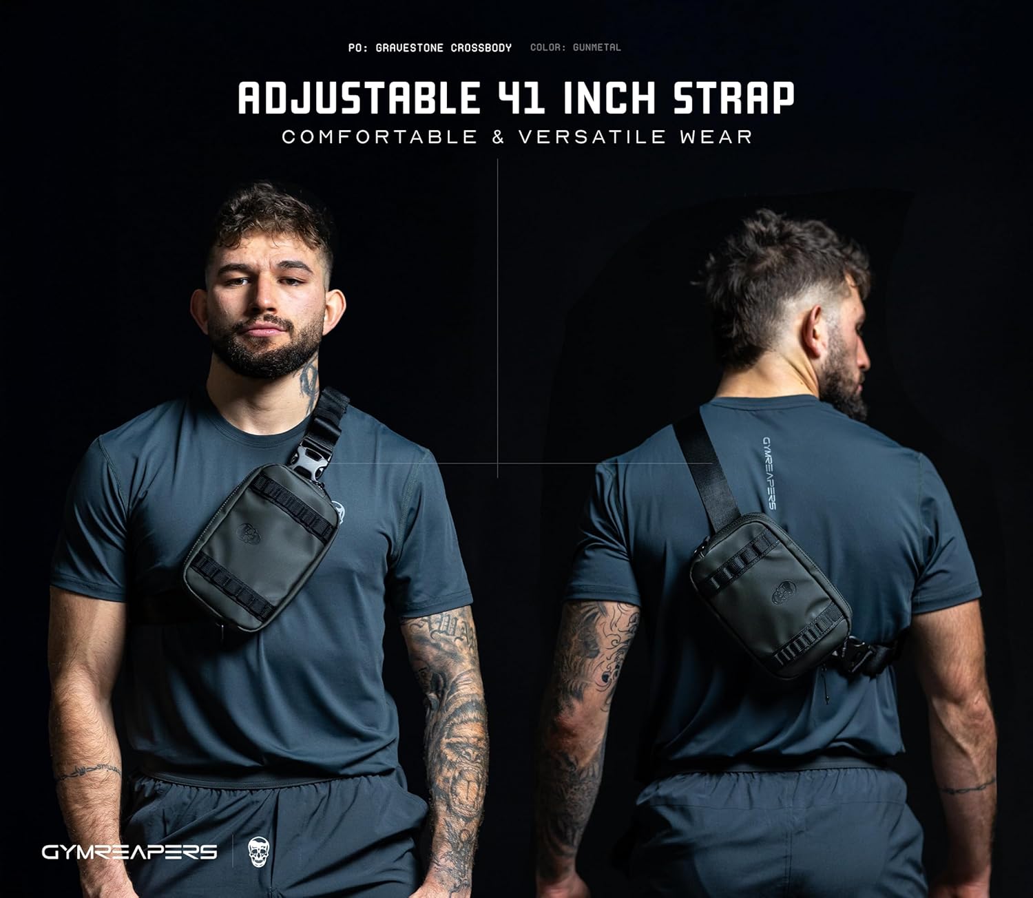 Gymreapers Travel Small Crossbody Bags for Men & Women with Hidden Pocket - Waterproof Crosssbody Fanny Pack for Men with Adjustable Shoulder Sling Belt for Traveling, Running & Hiking (Gunmetal) - Image 2