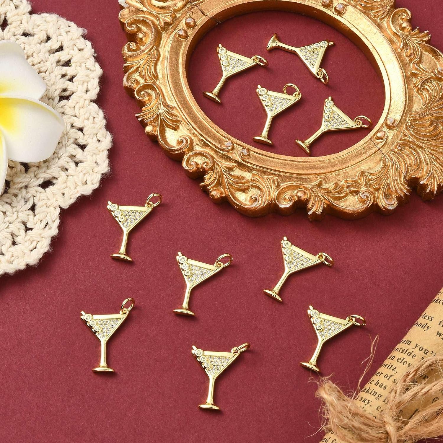 KitBeads 10pcs Cubic Zirconia Martini Charms Gold Plated Wine Goblet Alcohol Cocktail Charm for Jewelry Making Necklaces Earrings Bracelets - Image 5