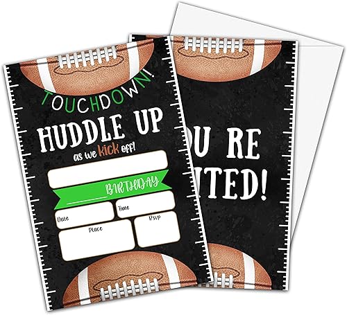 OZTEMETY Invitaciones de cumpleaños de fútbol, invitaciones deportivas para fiestas de cumpleaños para niños y niñas, tarjetas de invitación para