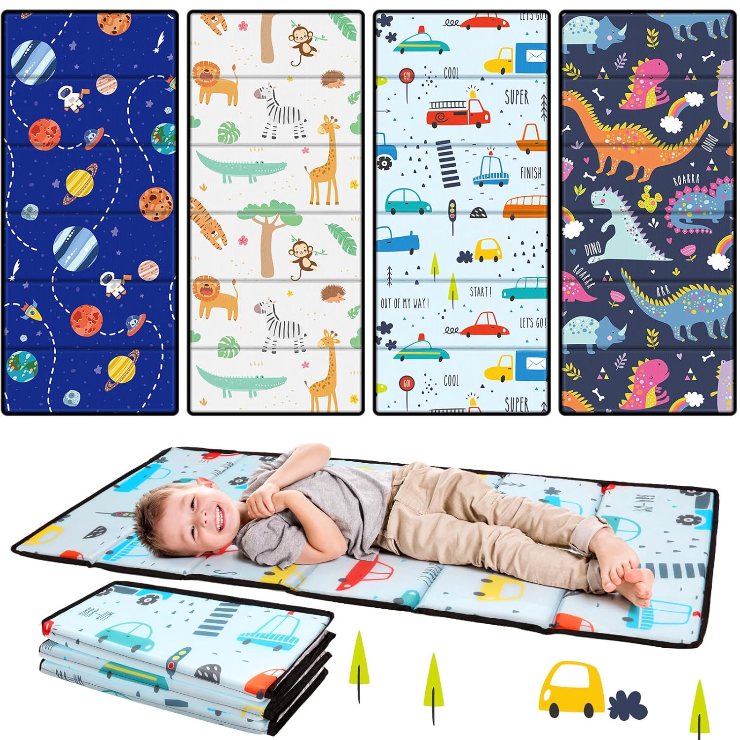 Geetery 4 Pieces Kids Nap Mat for Boys Girls Folding Rest Mat Sheet 45.3 x 19.7