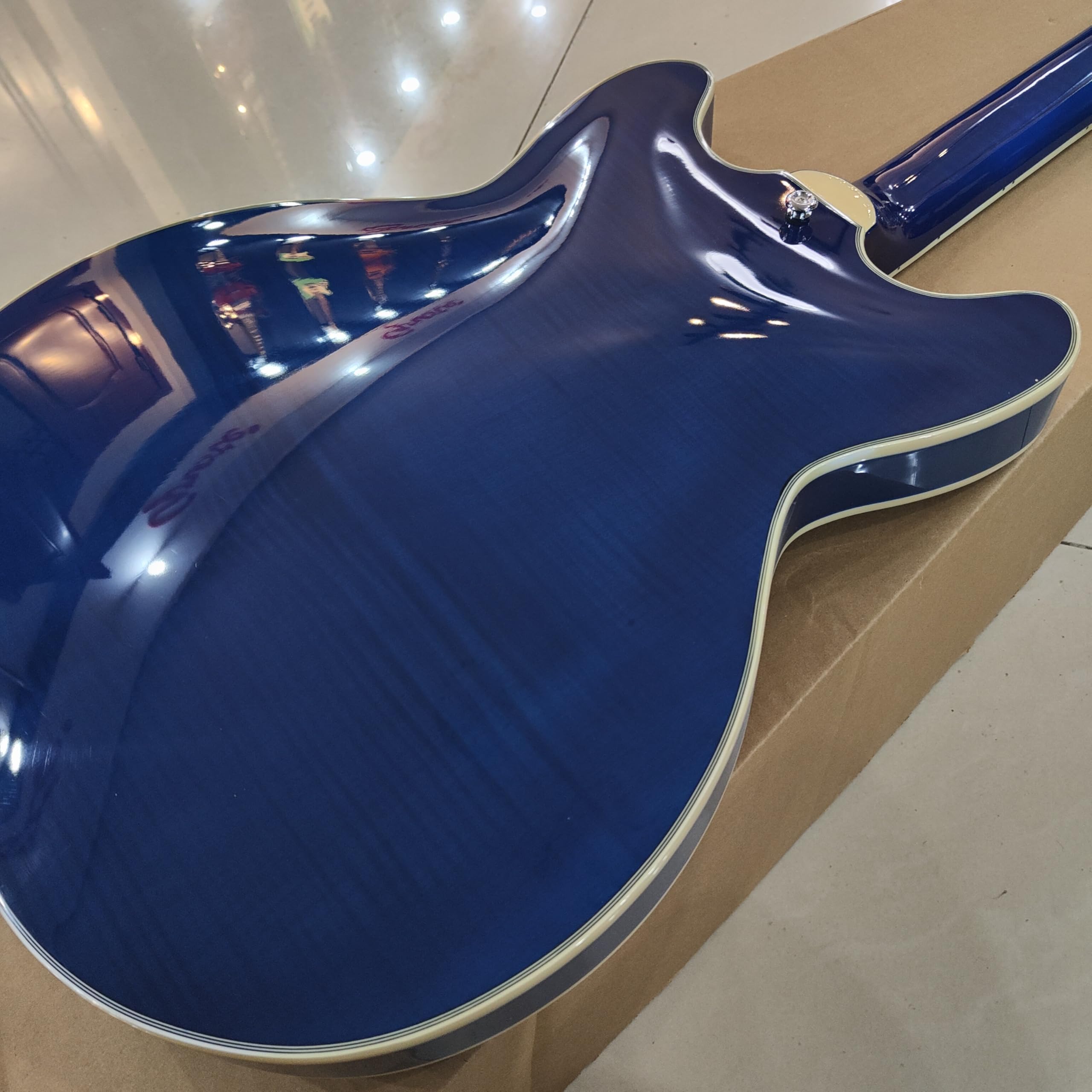 Semi-Hollow Body Electric Guitar, Metallic Blue, Chrome Hardware