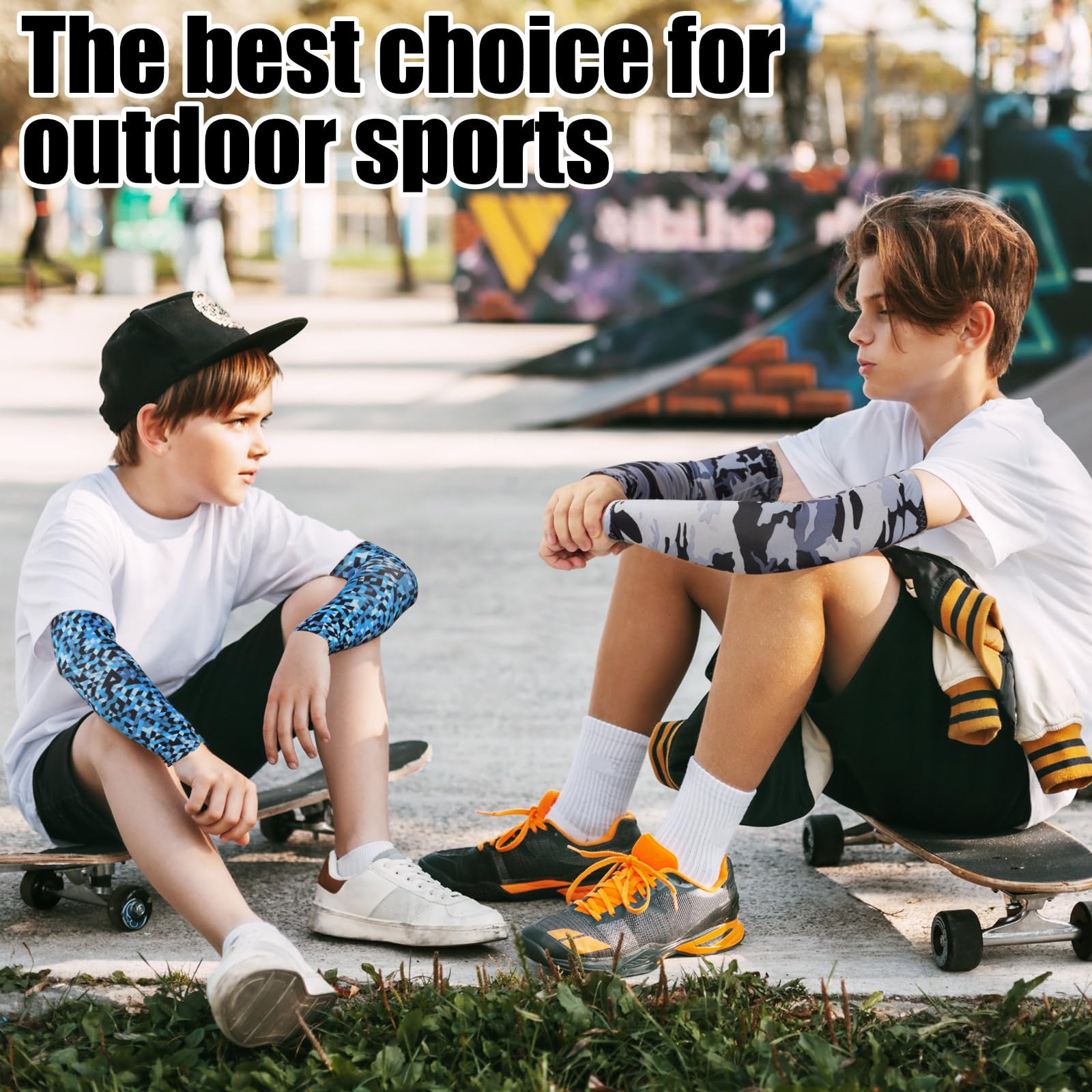 Xuhal 10 pares de mangas de compresión para niños, fútbol, béisbol, deportes, protección solar UV