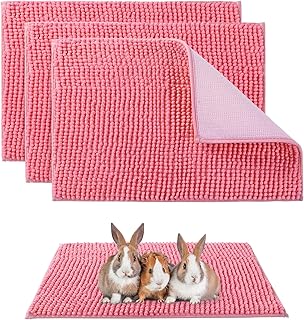 Guinea Pig Cage Liners, 3 Pcs Absorbent Reusable Guinea Pig Pee Pads, Non Slip Washable Guinea Pig Bedding Blanket Mat for Small Animal, Rabbit, Hamster, Bunny, Chinchilla (3pcs-Pink)