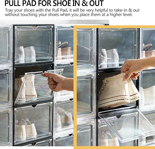 Miniatura 3 de evron Cajas organizadoras de zapatos resistentes, cajas organizadoras de armario, cajas de zapatos de fácil montaje a presión, contenedores