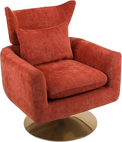 Miniatura 8 de Silla giratoria de barril redondo, silla de club de mediados de siglo, moderna, elegante, con respaldo de ala, asiento profundo, cómoda silla para