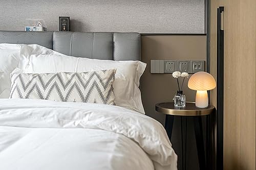 Miniatura 2 de Lámpara de hongo regulable con forma de hongo de cristal, lámpara de mesita de noche a rayas translúcidas pequeña, luz de remolino, adecuada para