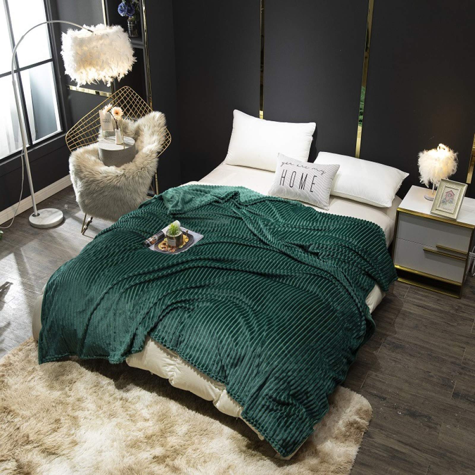Couverture sherpa lit isolante contre le froid hivernal avec tissu double couche moelleux