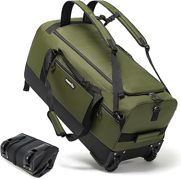 Fanwoli 100L Rolling Duffle Bag with Wheels, Foldable Duffel Backpack