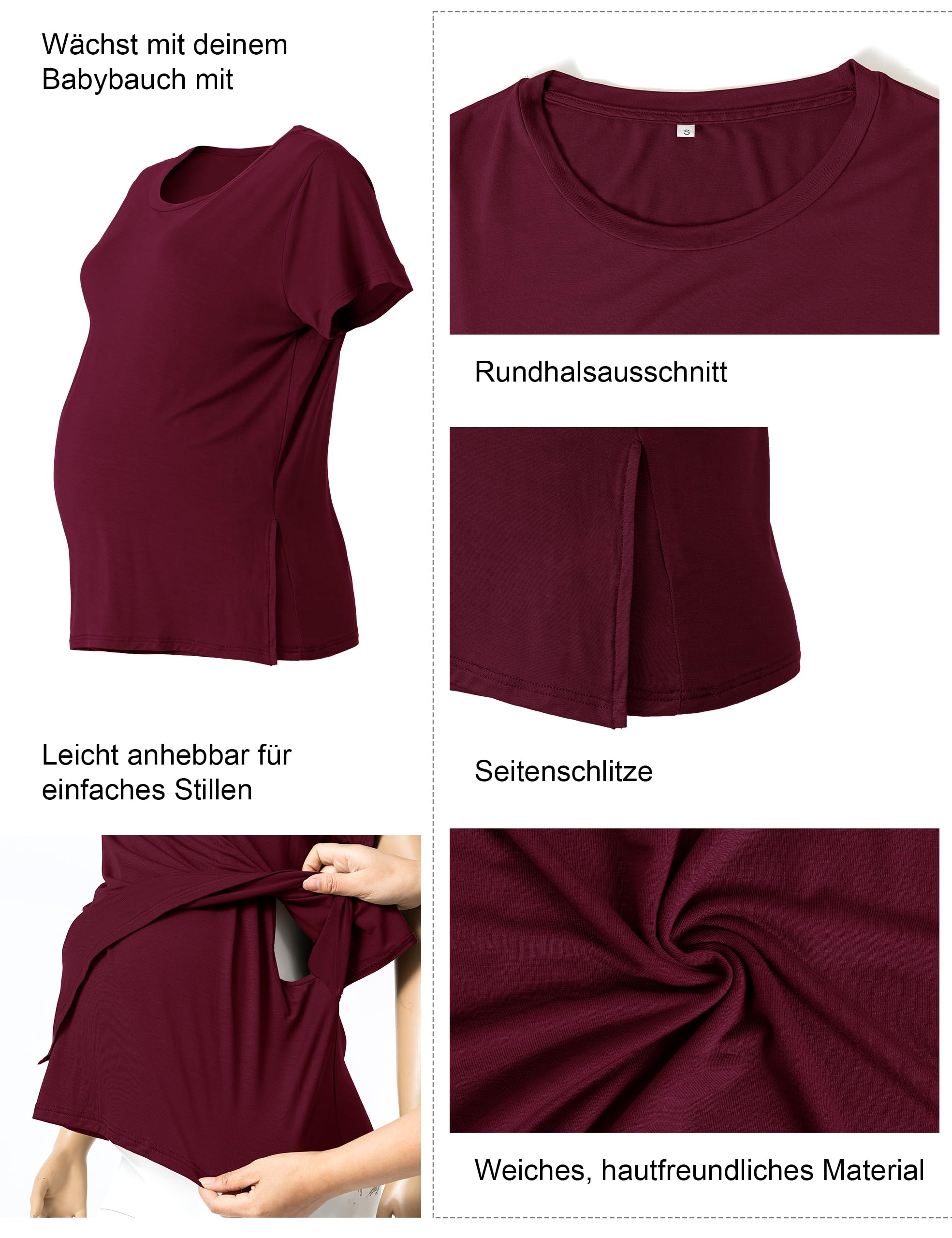 SUNNYBUY Still T-shirt, set da 3 pezzi, maglietta da allattamento a maniche corte, da donna, comoda moda premaman per gravidanza e allattamento