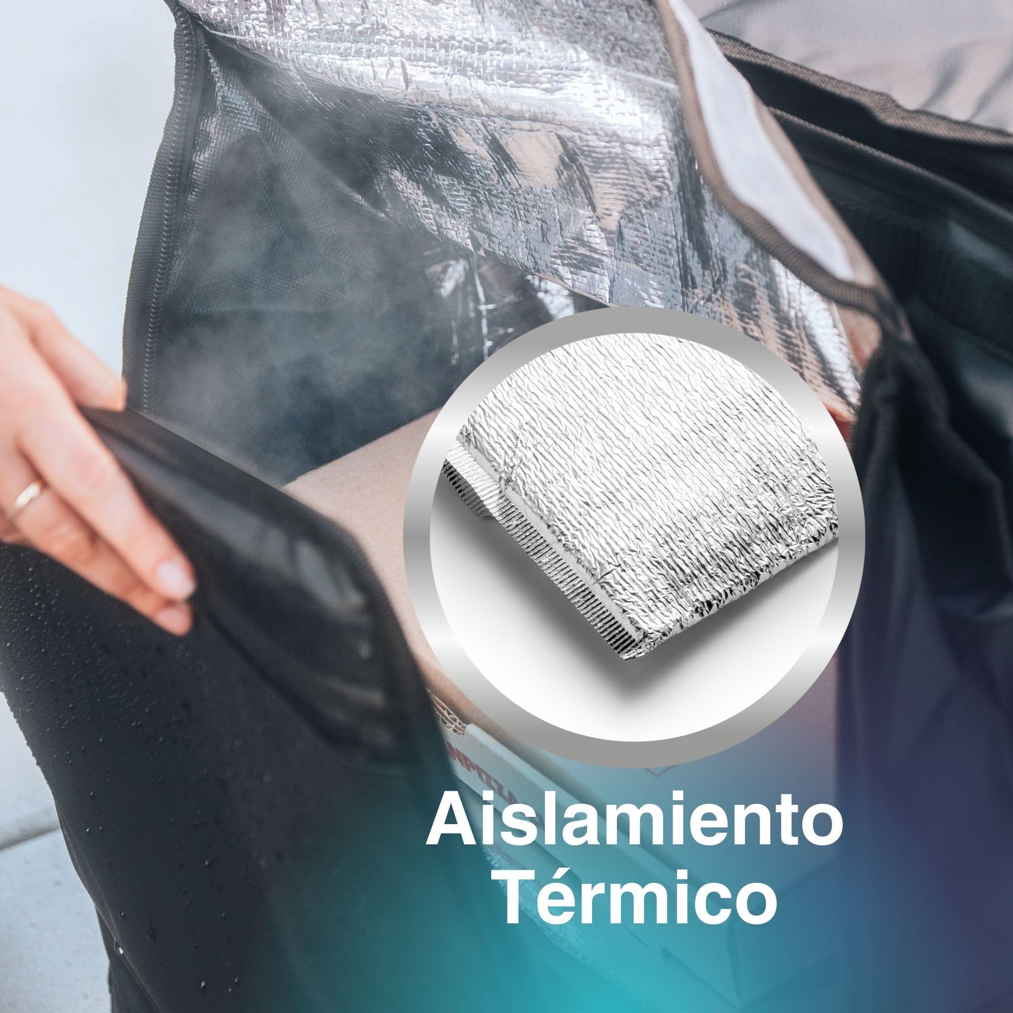 Bolsa de Reparto Isotérmica 89L • Mochila Térmica Extensible Gran Capacidad • 100% Impermeable Tarpaulin 500D • Bandas Reflectantes • Plegable y Ergonómica para Entregas, Negro