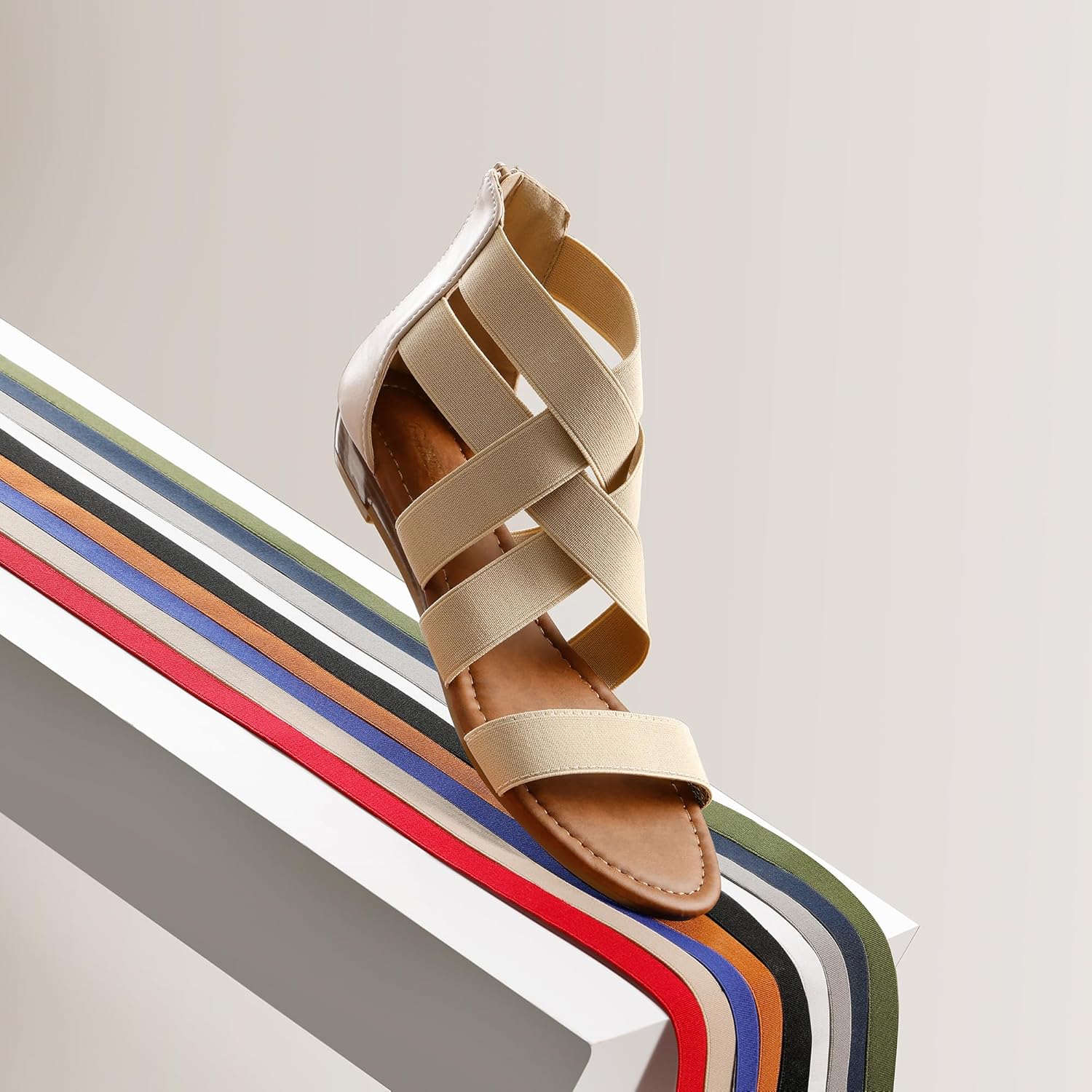 DREAM PAIRS Women's Elastic Ankle Strap Low Wedges Sandals - Image 6