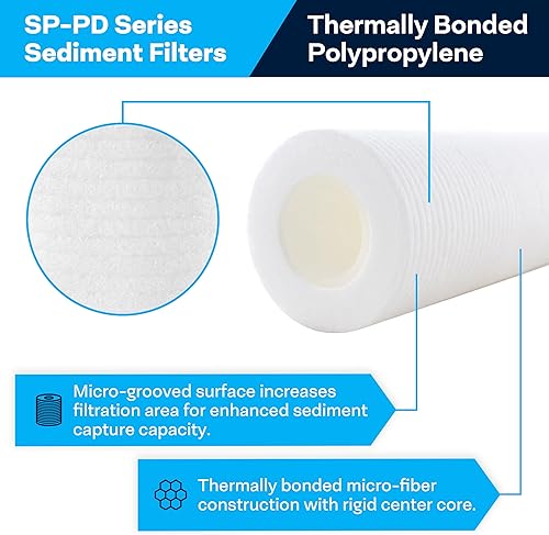 Miniatura 2 de SpiroPure SP-PD25-20 20x2.5 Cartucho de filtro de agua de sedimento de polipropileno acanalado termal de 25 micrones PD-25-20 155758-43 (caja de 20)