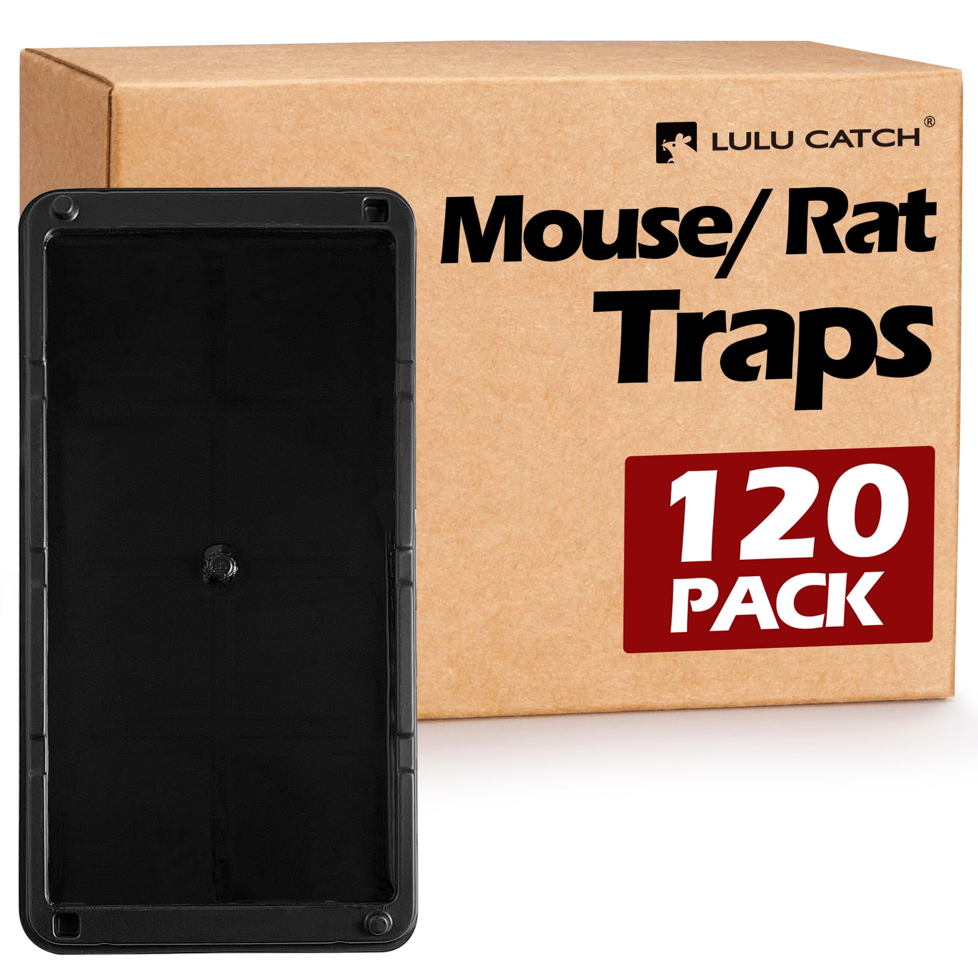 LULUCATCH Mouse Glue Traps 120 Pack, Larger &amp; Heavier Plastic Sticky Glue Traps with Extra-Strong Adhesive for Mice, Rats, Sticky Mouse Trap for Indoor Use, Easy to Set