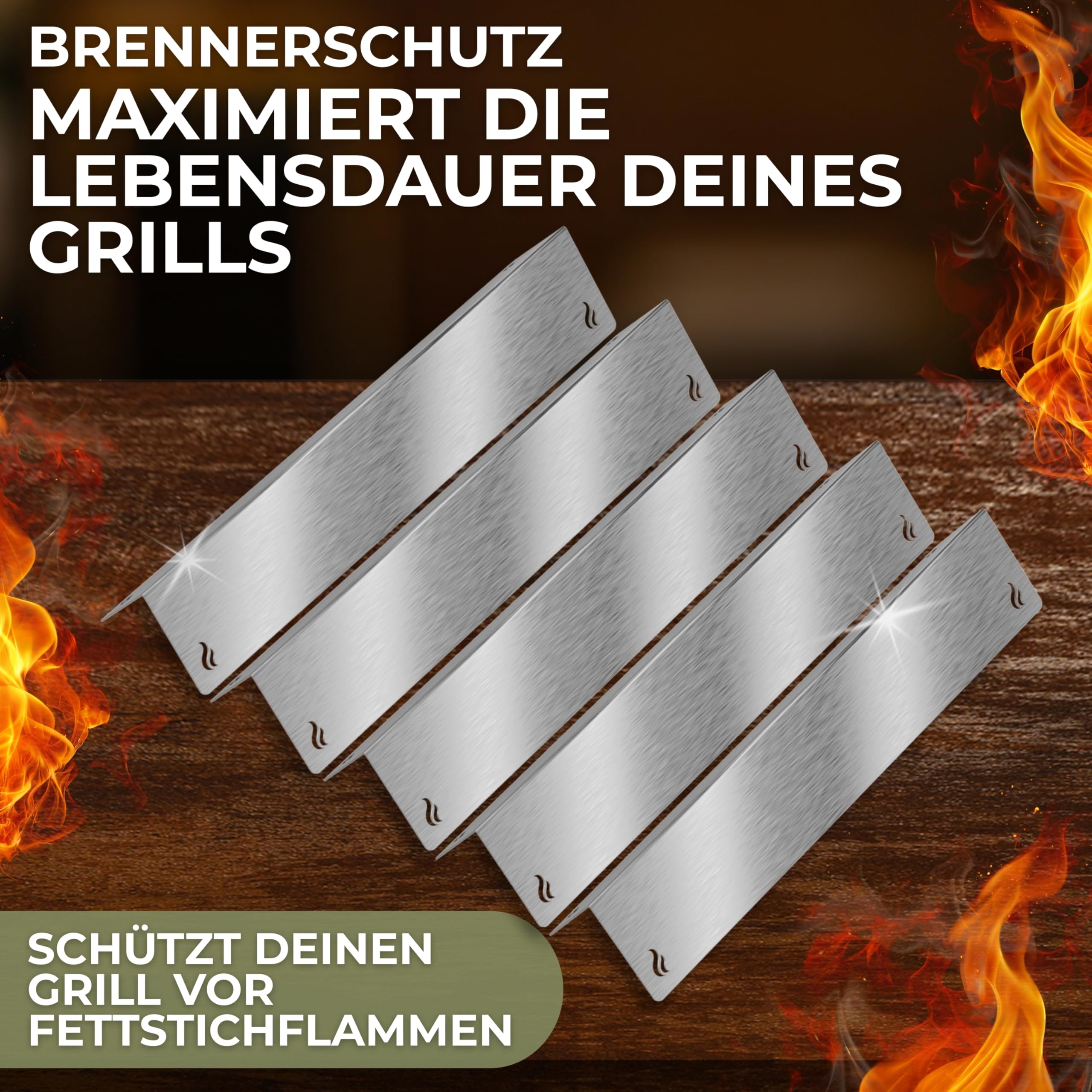 Urhome Aromaschienen & Brennerabdeckung für Weber Spirit 310/320/330 ab 2013 | Edelstahl 5er Set – passend als Alternative zum Weber Ersatzteil 7636 | Made in Germany