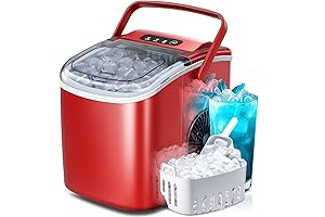Efficient Ice Maker Machine with Striking Red Design