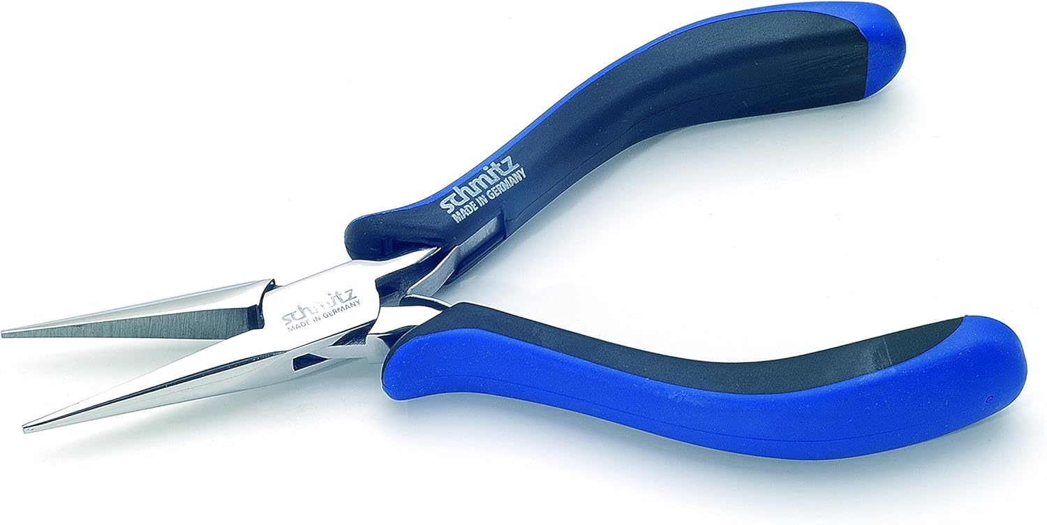 Needle Nose Pliers 6.1/8'' - schmitz 4411HS22 - straight, long, smooth jaws - ESD safe - Dissipative - Hightech tool for professionals - Made in Germany - Solingen