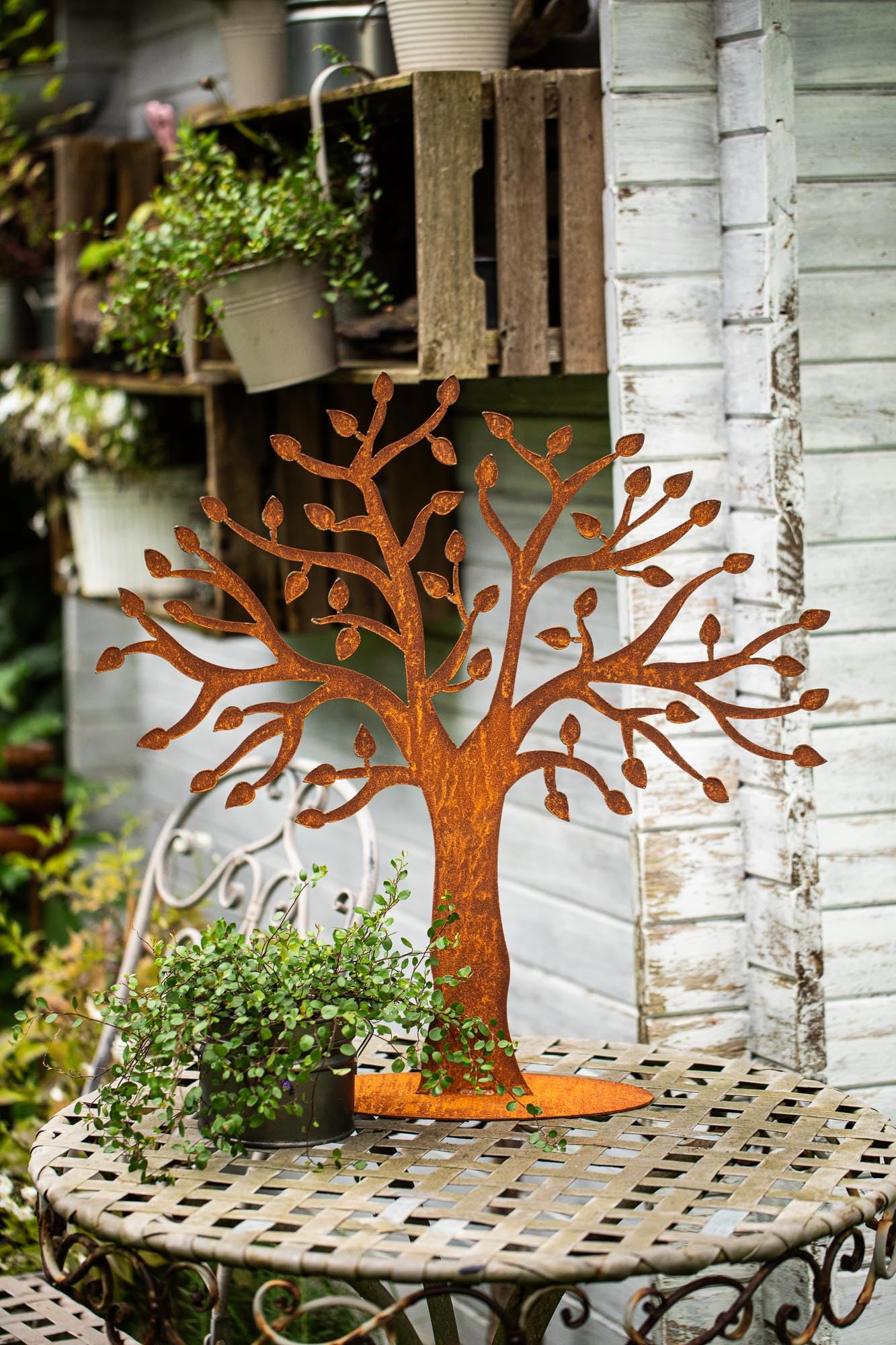Bornhöft Baum Lebensbaum aus Metall Rost Gartendeko Edelrost rostige Dekoration 60cm x 60cm