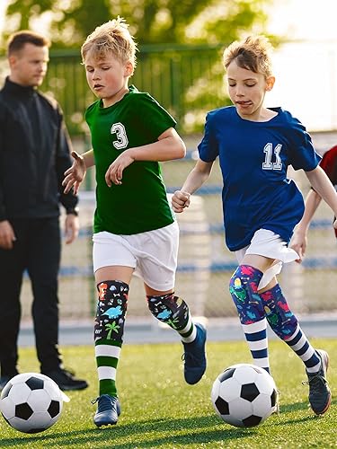 Miniatura 3 de 2 pares de rodilleras para niños, de dinosaurio, antideslizantes, acolchadas, de esponja, transpirables, flexibles, rodilleras elásticas para niños,