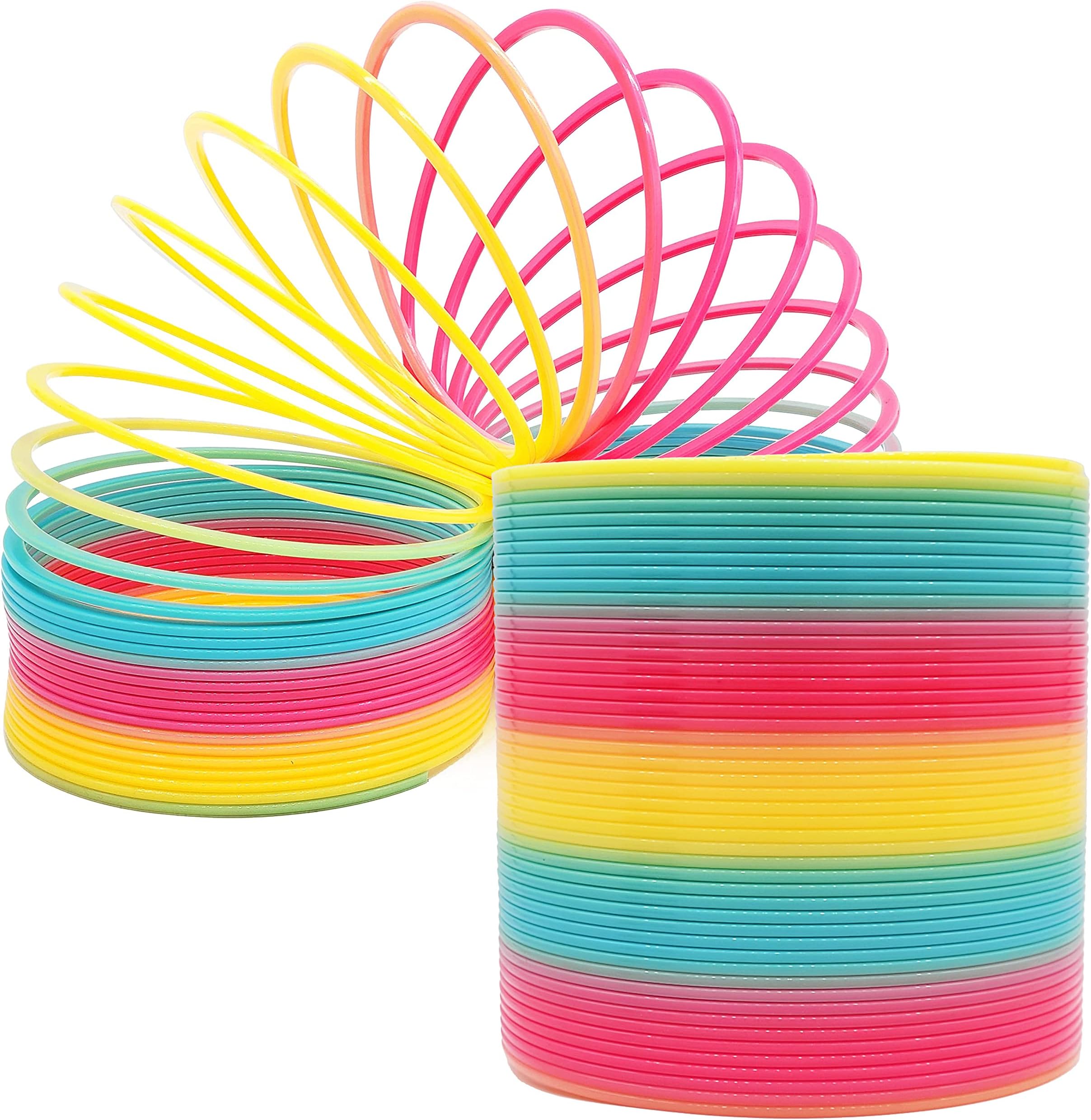 Jumbo Rainbow Plastic Coil Spring, Party Favor for Kids, Individually Wrapped, 6" Inch (150mm) Spring