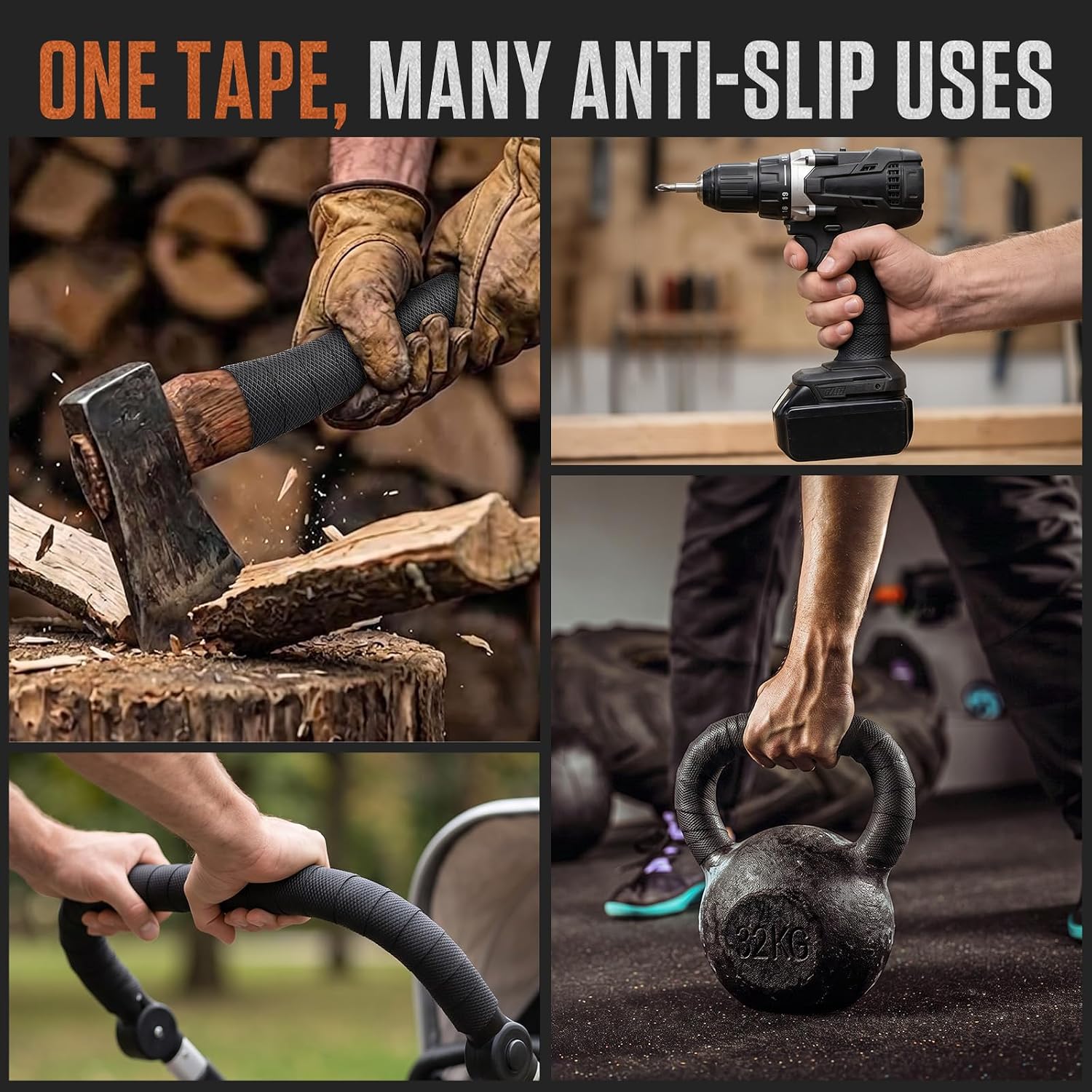 WochiTV Anti-Slip Rubber Grip Tape for Handle with Non-Abrasive Comfort