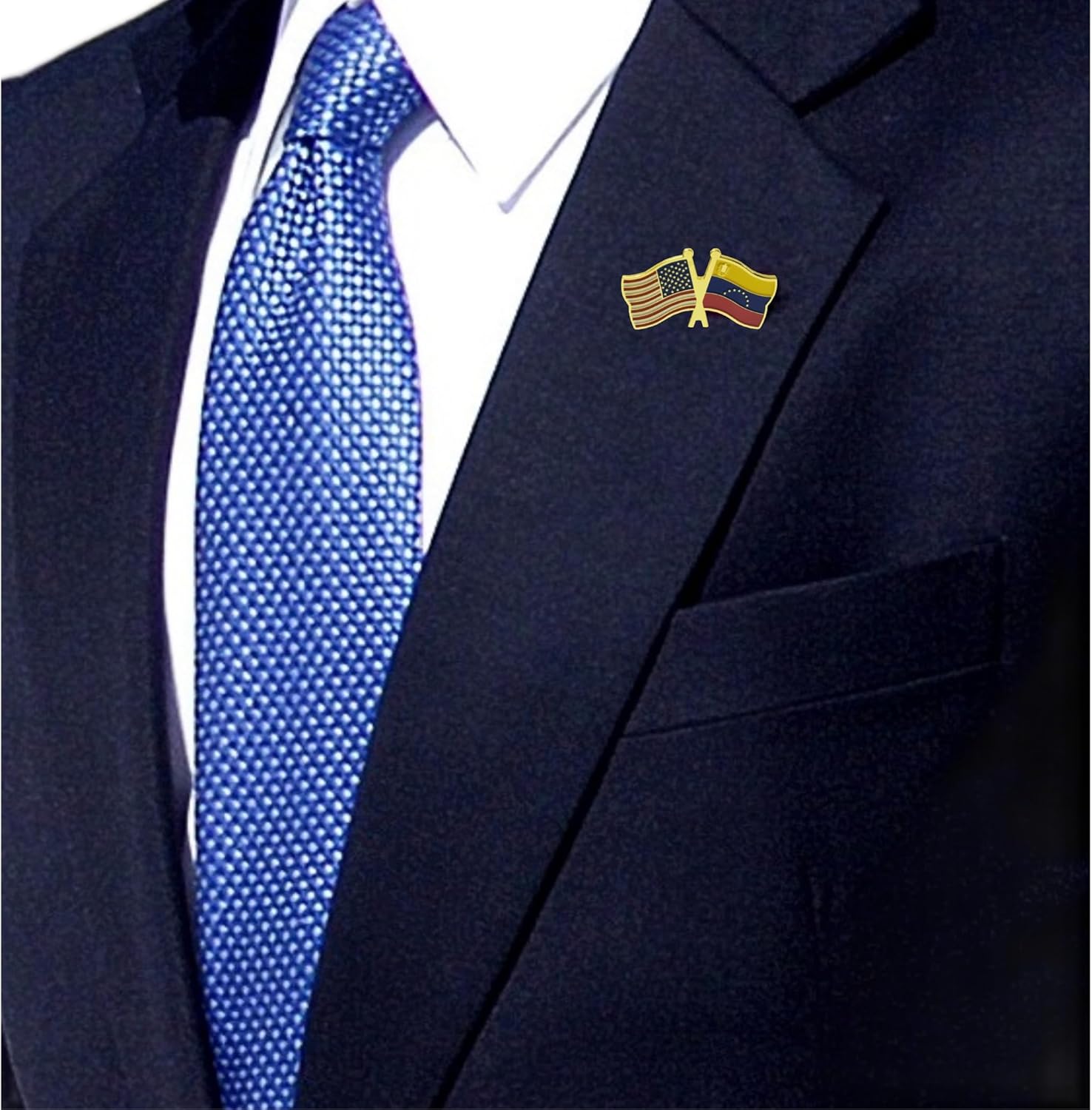 USA and Venezuela Crossed Double Flag Lapel Pins Small Mini Bolivarian Republic of Venezuela National Friendship Pin Badge, 4PCS - Image 5