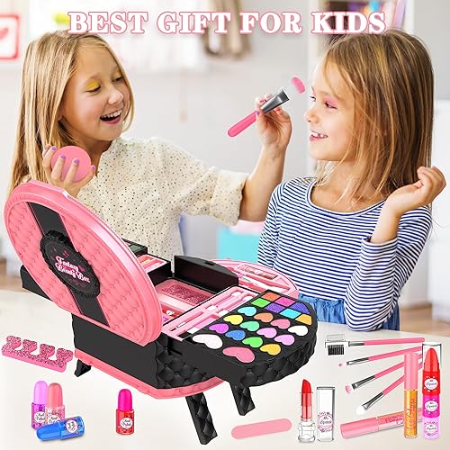 Miniatura 7 de Kit de maquillaje para niños, 66 piezas, juego de maquillaje lavable para niñas pequeñas, juego de cosméticos real, juego de maquillaje, juego de