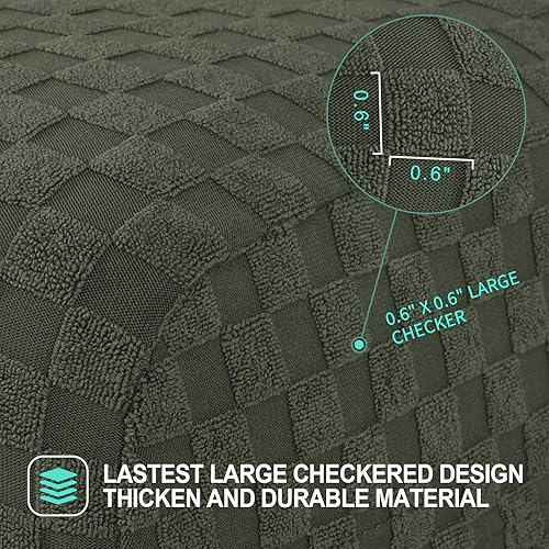 Vista 199 de YEMYHOM Funda elástica de 4 piezas para silla reclinable de jacquard con bolsillo lateral, antideslizante, ajustable, protector de muebles con parte