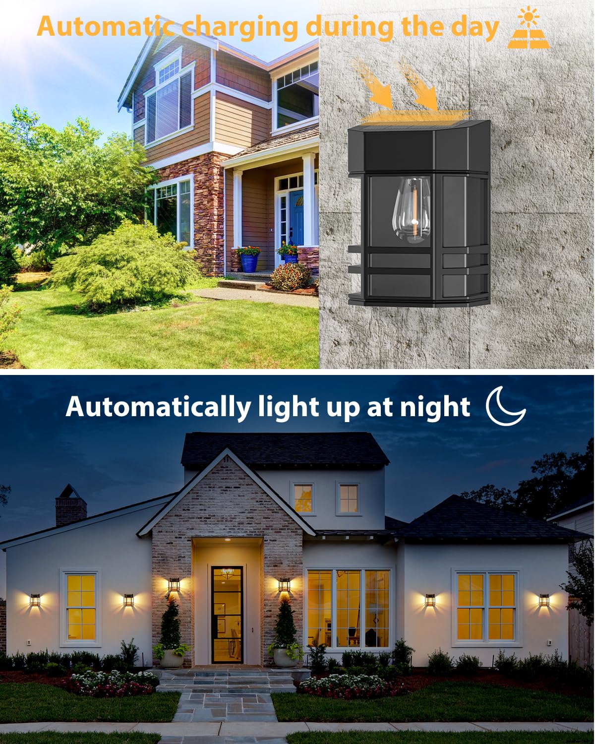 Woolmug 6 Pack Solar Fence Lights Outdoor Garden, Waterproof Retro LED Wall Lights - Image 3