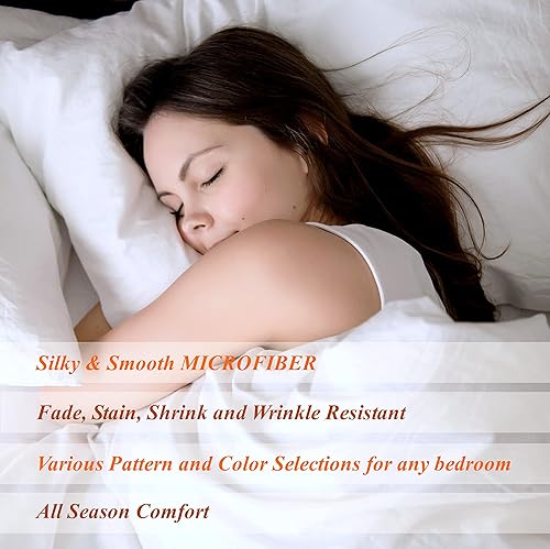 Miniatura 7 de American Home Collection Juego de sábanas y fundas de almohada estampadas de 6 piezas de microfibra cepillada, sin arrugas, bolsillo profundo de 14