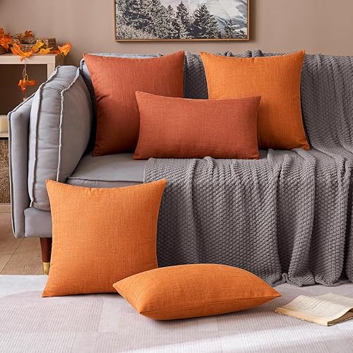 Miniatura 7 de MIULEE - Juego de 2 fundas para cojín decorativo de yute de lino, cuadradas, lisas, para casa de campo moderna, para tu sofá o tu auto de 18 x 18