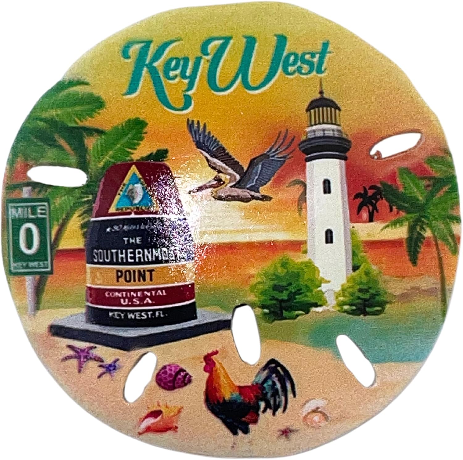 Key West Sand Dollar Fridge Magnet, Unique Collectible Souvenir Accessory, 3 Inches