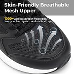FitVille Men's Walking Shoes Wide Width Diabetic Shoes Hands Free Slip On Sneaker Hook and Loop Strap Running Shoes for Flat Feet Plantar Fasciitis-Rebound Core V7