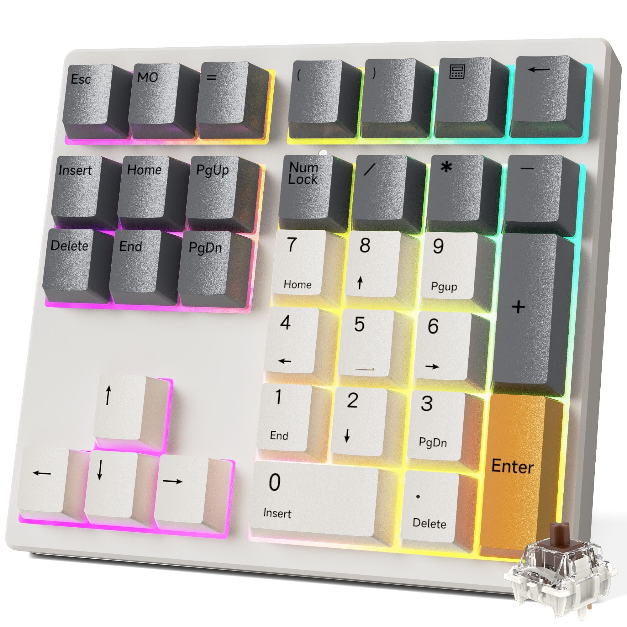 VIA Clavier numérique macro RVB, 34 touches, pavé numérique programmable, pavé numérique mécanique filaire avec remplaçable à chaud, capuchons de touches PBT pour bureau, travail de table, jeux