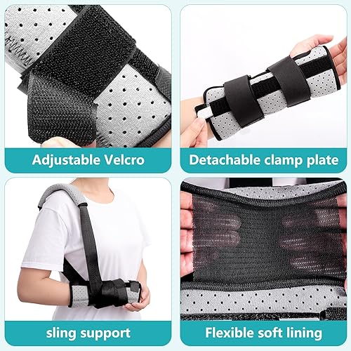 Miniatura 2 de Muñequera para túnel carpiano, soporte de noche, soporte fijo ajustable con doble férula, soporte de antebrazo con honda para tendinitis, síndrome