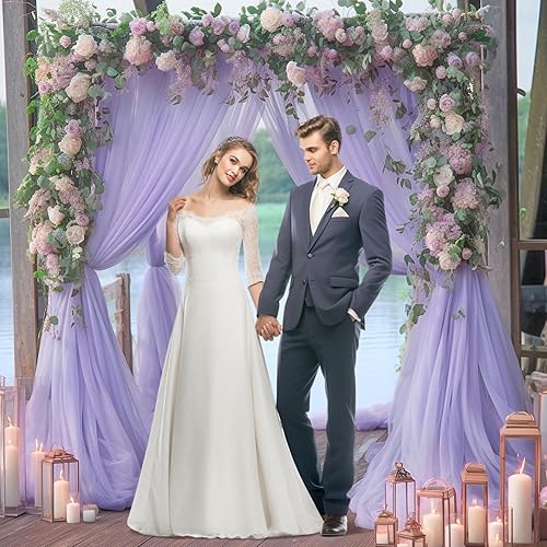 Miniatura 9 de Cortinas de fondo de tul morado de 10 x 10 pulgadas para fiestas, cortina de telón de fondo transparente para fotos de boda, cortinas para baby