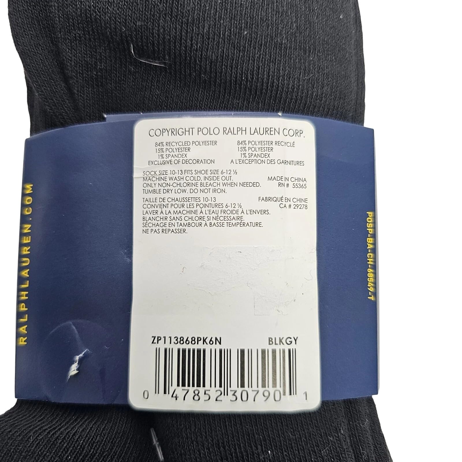 Polo Ralph Lauren Men`s Half Cushioned No Show Socks 6 Pack