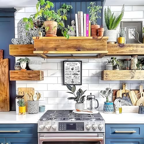 Miniatura 4 de Divertidos regalos de cocina para mujeres y mamá, reglas de cocina con citas humorísticas de cocina, letrero de lata vintage para el hogar, granja,