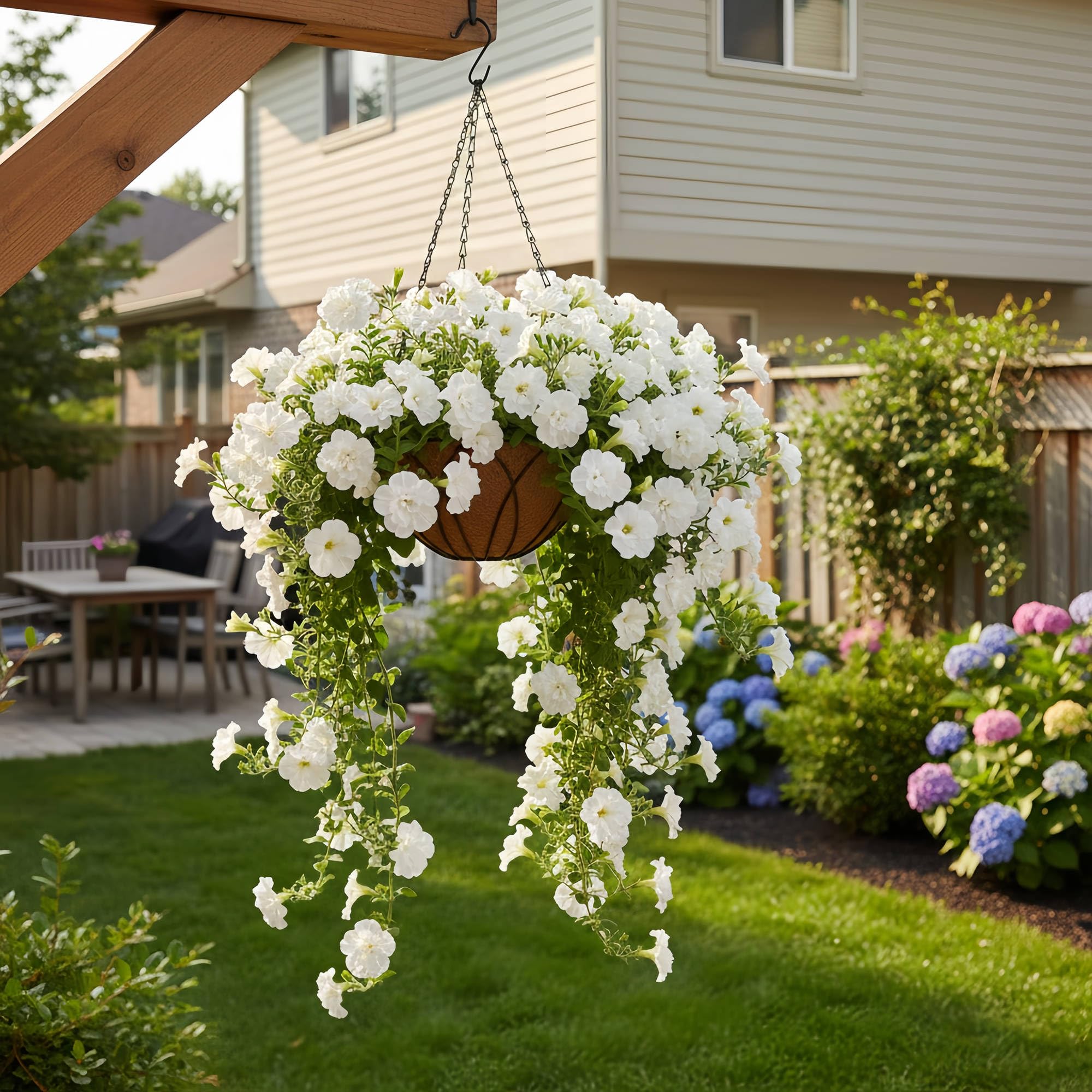 HOSY 2-Pack 12-in Hanging Metal Planter Baskets with Coconut Fibre Liner, Petals - Black - Image 3