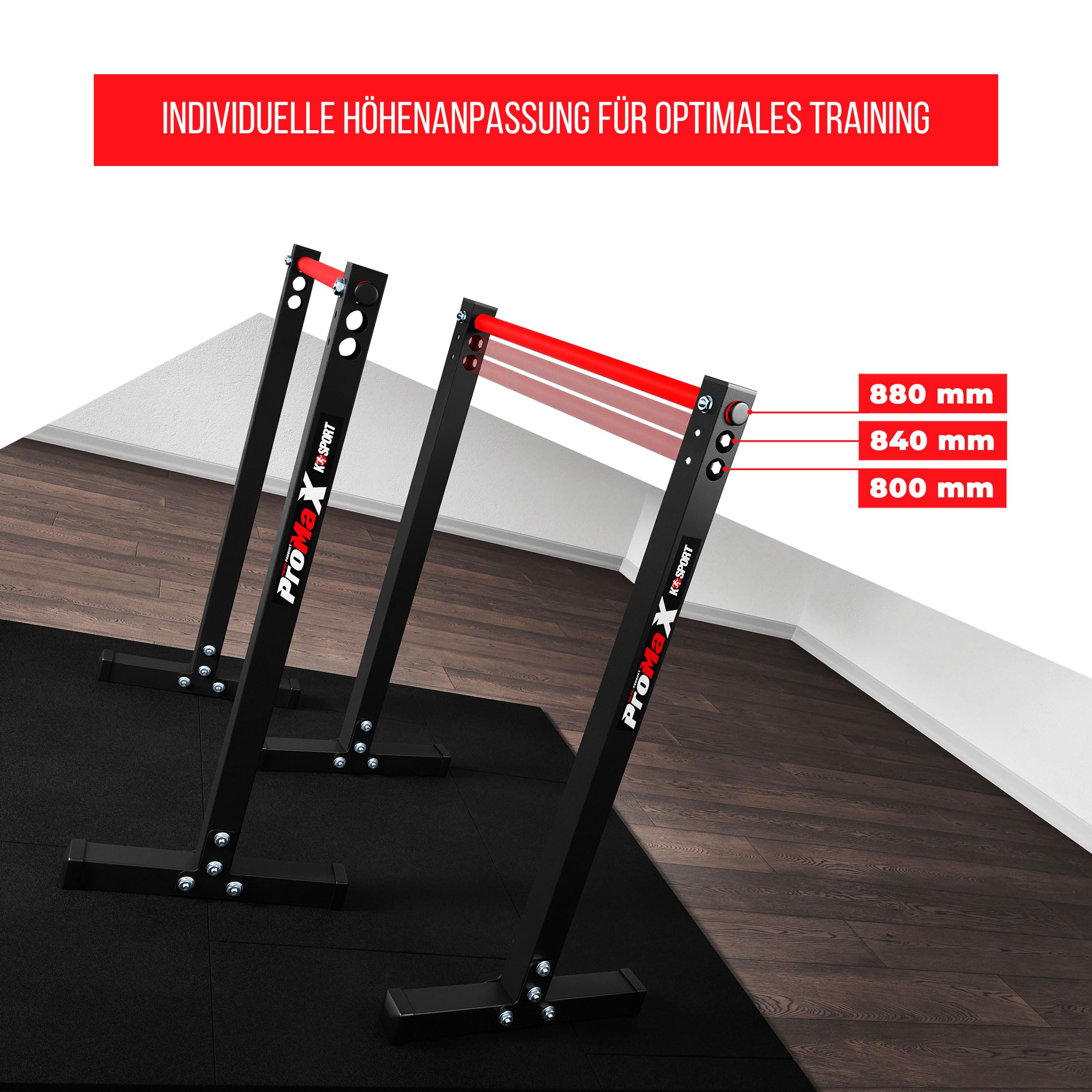 K-Sport: Dip Barren I Barra per supporto lingotto I Parallettes I Barra di immersione portata fino a 170 kg