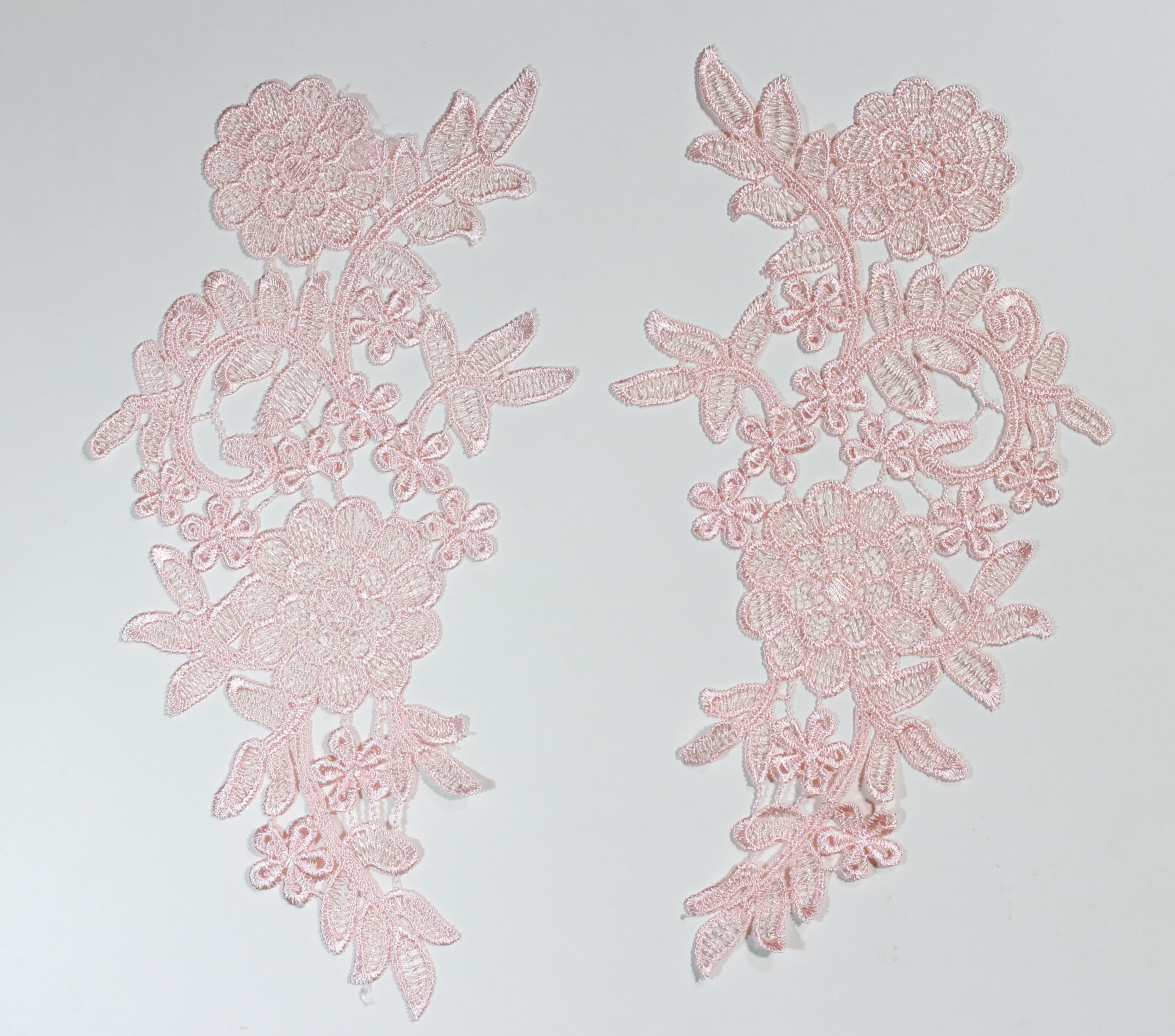 4 Pieces Floral lace Applique sew on Guipure lace Motif #5 (Peach)