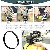 Vista 7 de Correa de compresor de aire AC-0815 para Craftsman. Reemplaza los números de pieza CAC-1311, CAC-1342 Negro