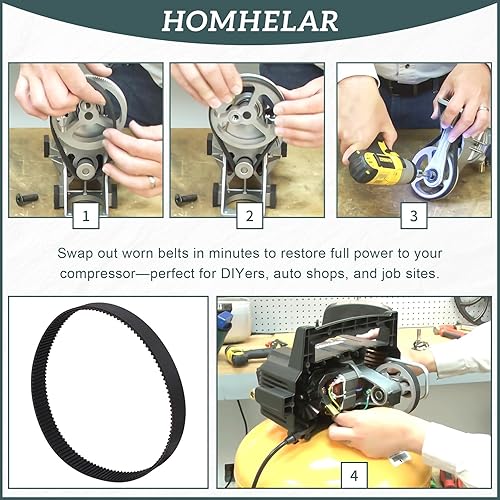 Miniatura 7 de Correa de compresor de aire AC-0815 para Craftsman. Reemplaza los números de pieza CAC-1311, CAC-1342 Negro