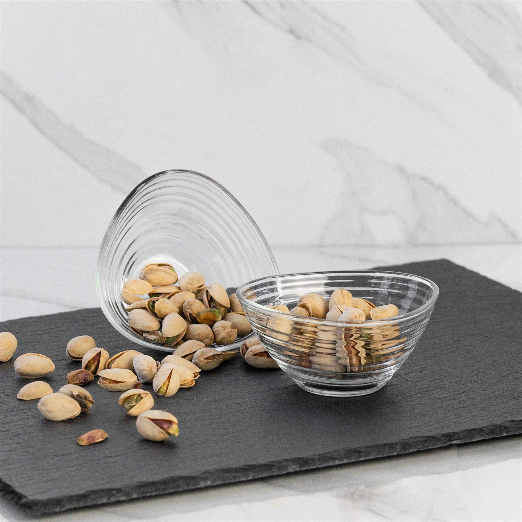 LAV Small & Round Clear Glass Bowl Set | 6 Pcs | 6.75 Oz (200 cc) | Sauce Bowls, Dip Bowl, Cups for Serving Snacks | Microwave Safe | Dishwasher Safe