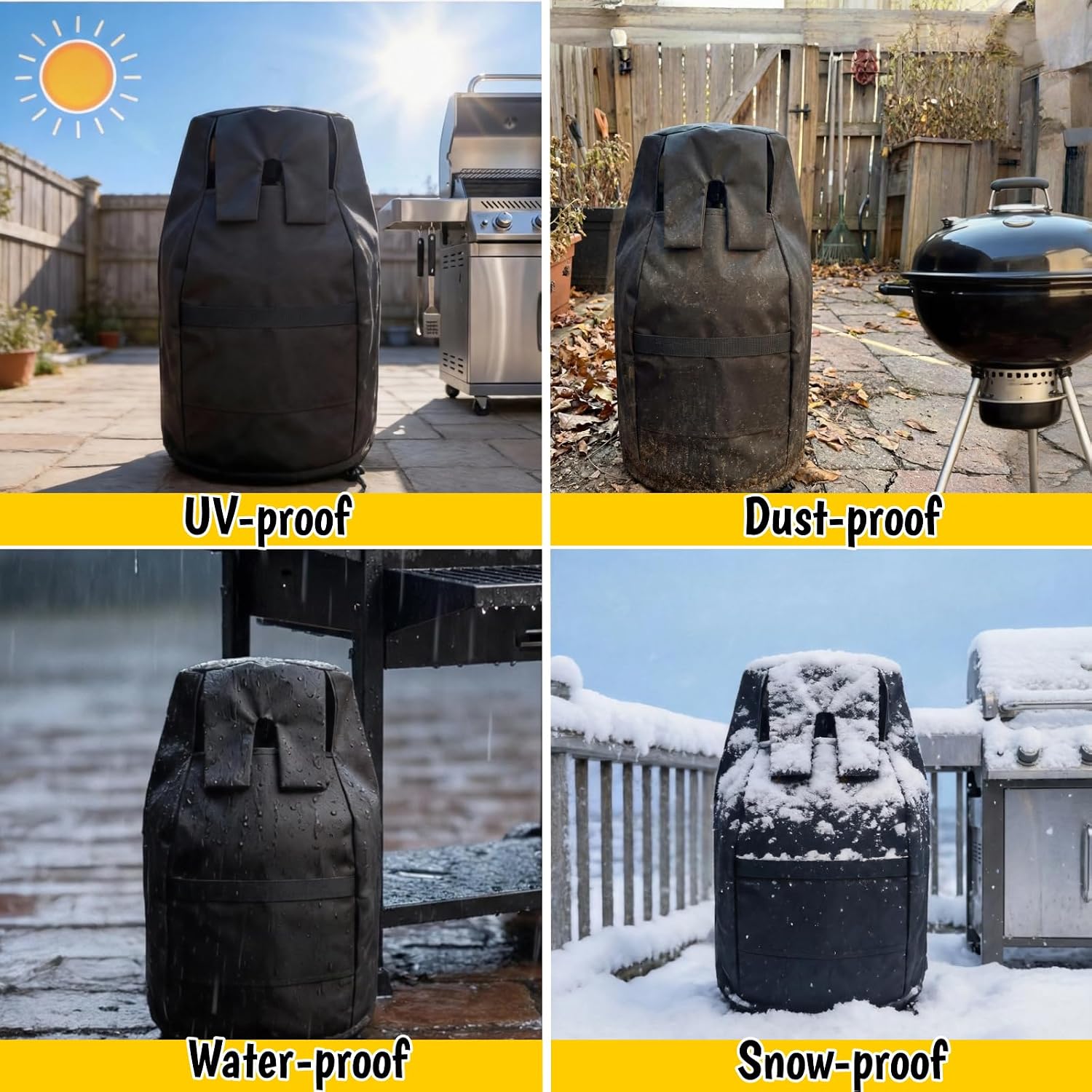Propane Tank Cover, RV Propane Tank Cover, Outdoor Gas Tank Waterproof Covers Fits Standard 20 lbs Propane Tanks, All Weather Protection to Hide Ugly Rusty & Dirty Gas Tanks14 x19.7 (Black)