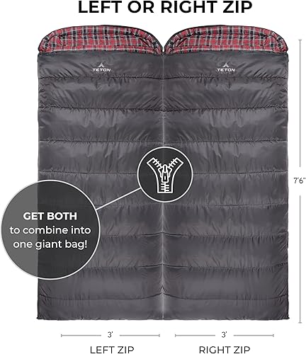 Miniatura 2 de TETON Sports Celsius XL Saco de dormir ideal para acampada familiar saco de compresión gratuito