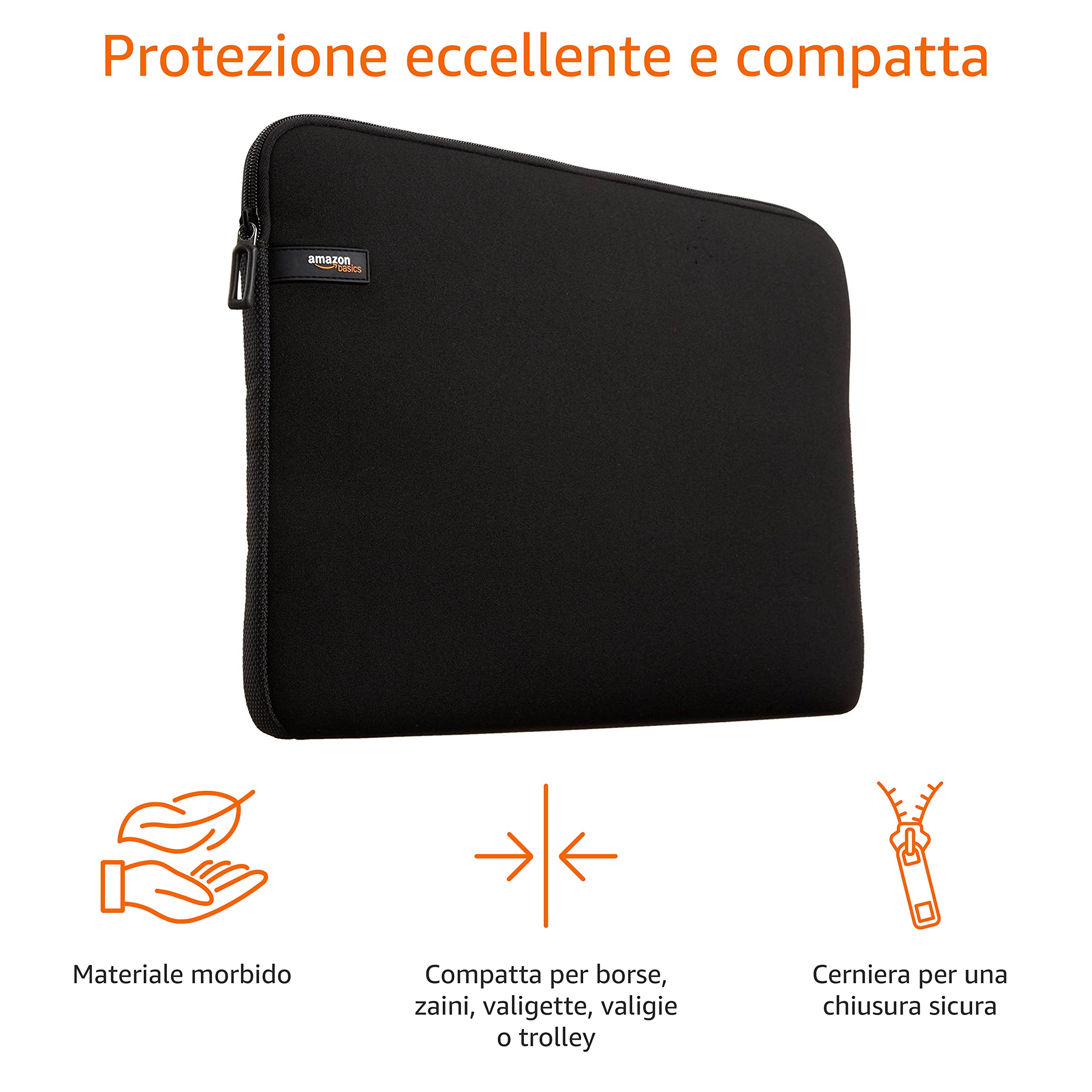 Amazon Basics, custodia per laptop per da 29,5 cm (11,6 pollici, Chromebook, MacBook Air), Nero