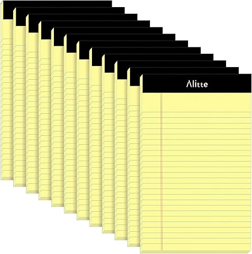 Yellow Legal Notepads 5x8, Pack of 12 - Perforated Narrow Ruled Writing Pad - Pr