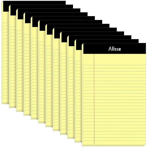 Yellow Legal Notepads 5x8, Pack of 12 - Perforated Narrow